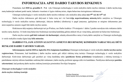 Informacija apie darbo tarybos rinkimus